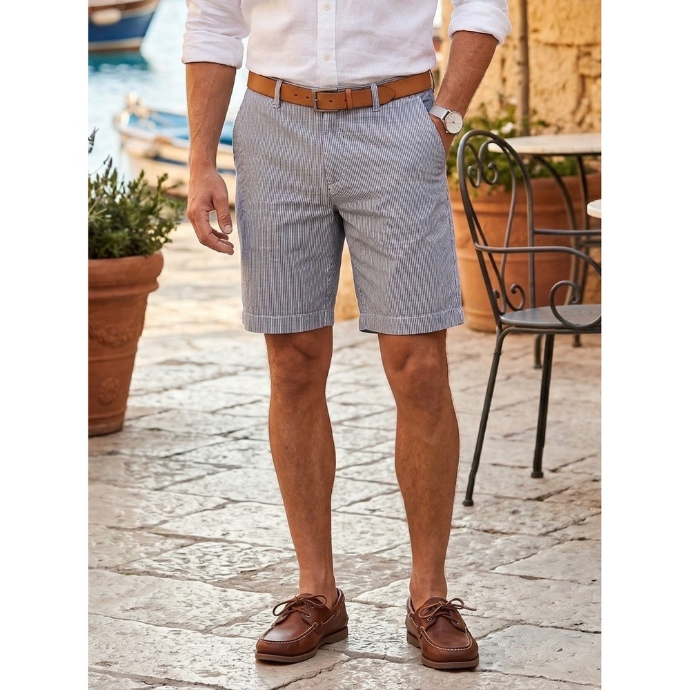 J.Crew Micro Stripe Chino Shorts Men's 10" Inseam Cotton Blue‎ Coastal Size M?